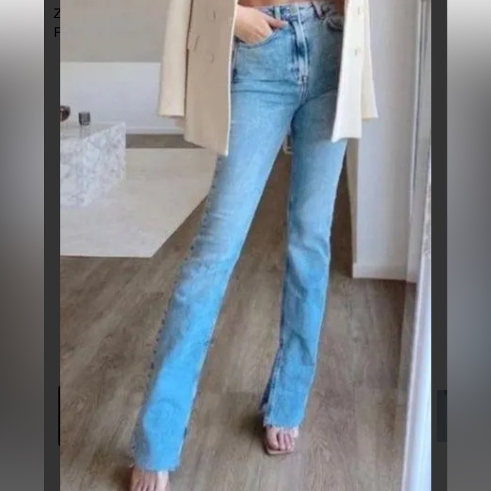 Zara high rise split leg jeans ref 6164 054